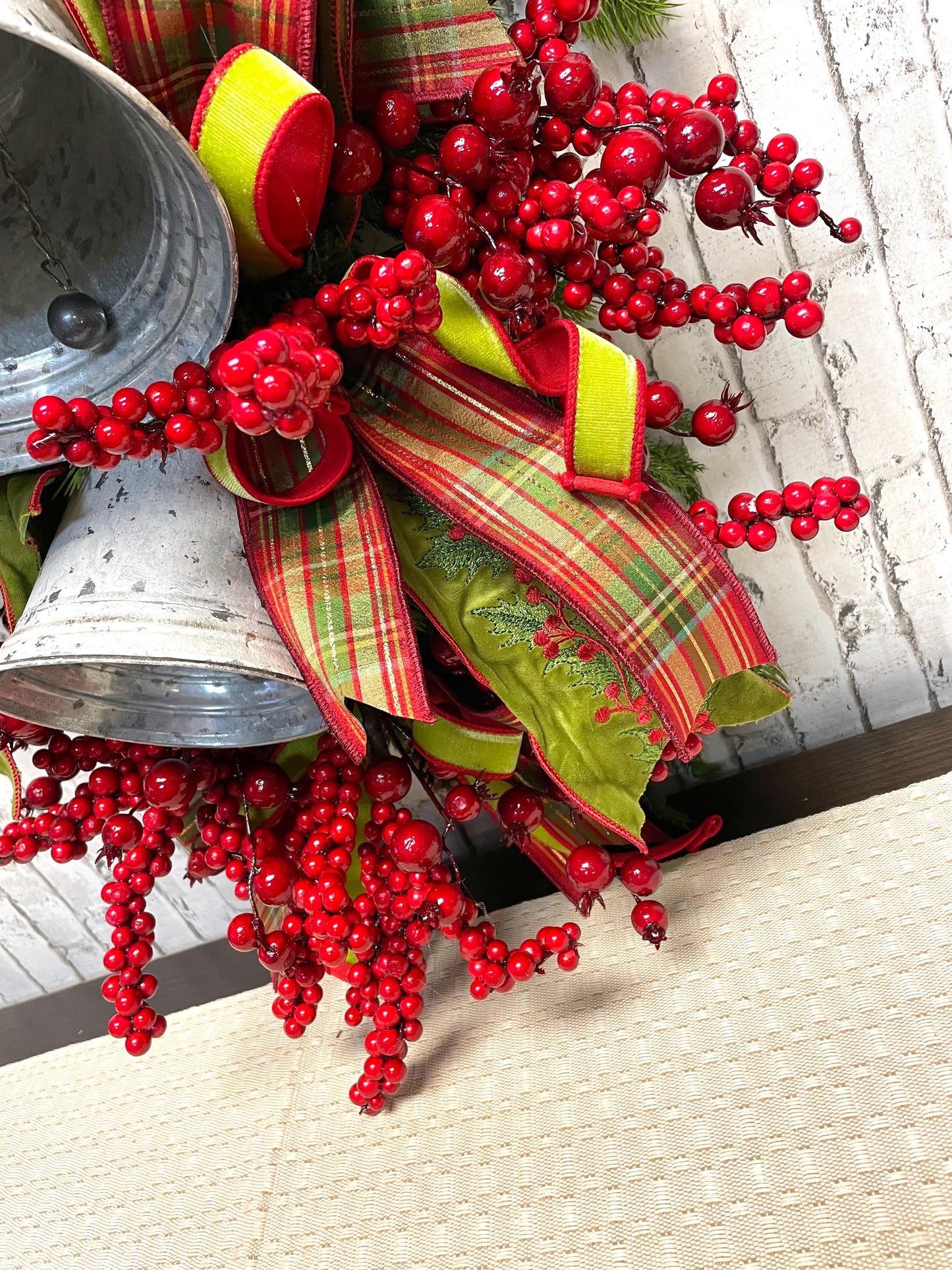 Big and incharge  XXL Christmas traditional country vintage bells and berries swag,  Christmas swag,  country swag, free shipping.