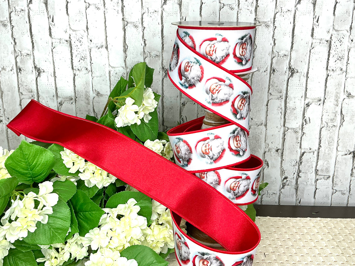 Santa Ribbon, white Santa, D’Lux Designer ribbon, LX110527