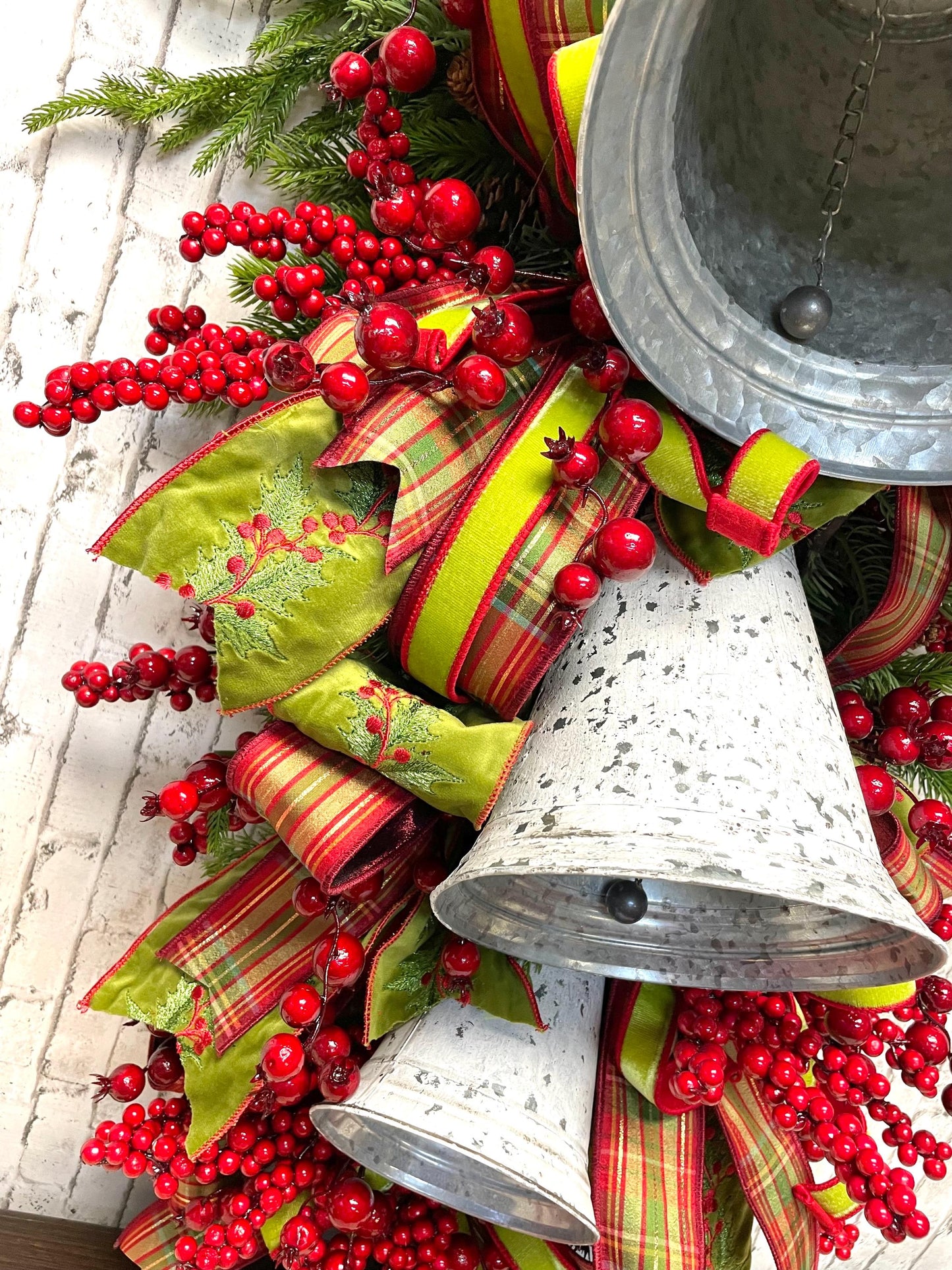 Big and incharge  XXL Christmas traditional country vintage bells and berries swag,  Christmas swag,  country swag, free shipping.