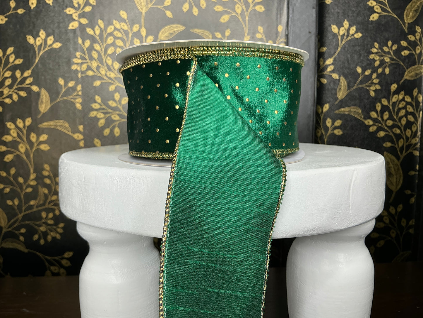 Green Ribbon with Gold Dots - Vickerman