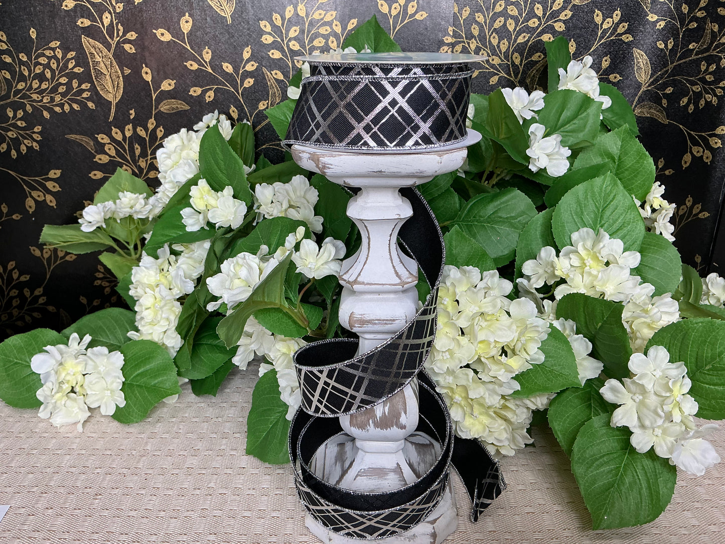 Black and metallic silver ribbon,RGE167387