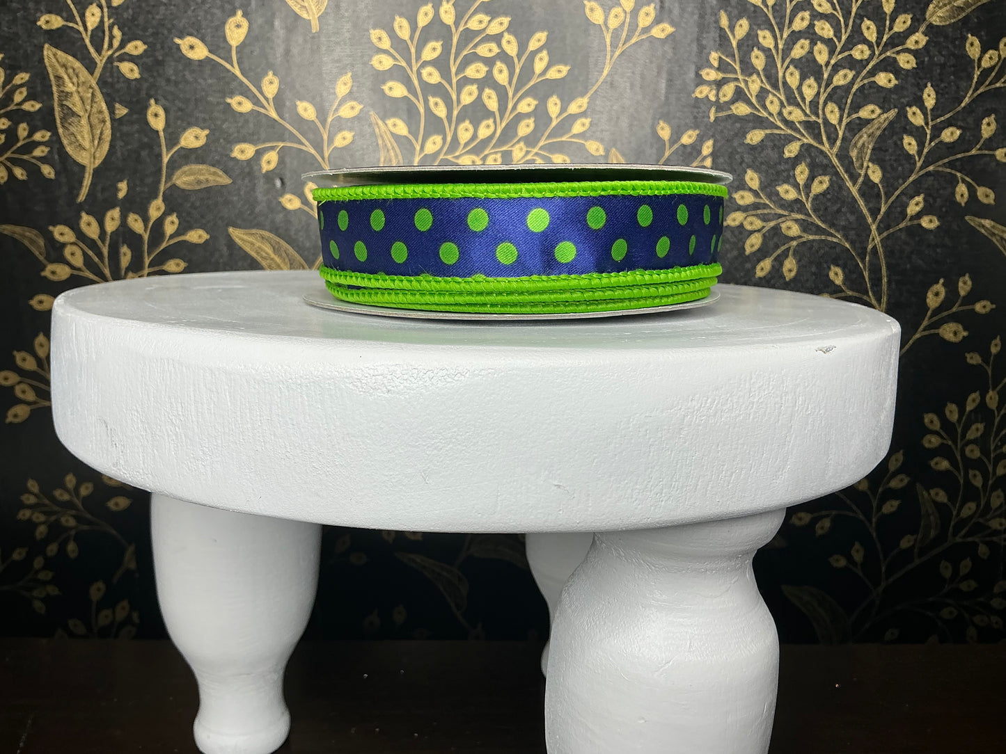 Blue with Green Dot Ribbon - Farrisilk