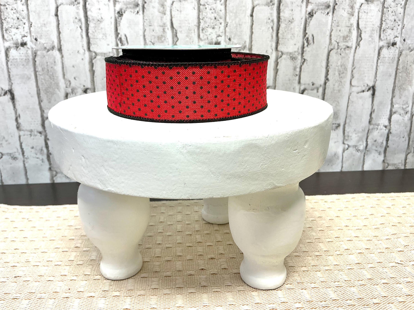 Red with Black dots Ribbon, 1.5” x 10 YD, RGO1685MA