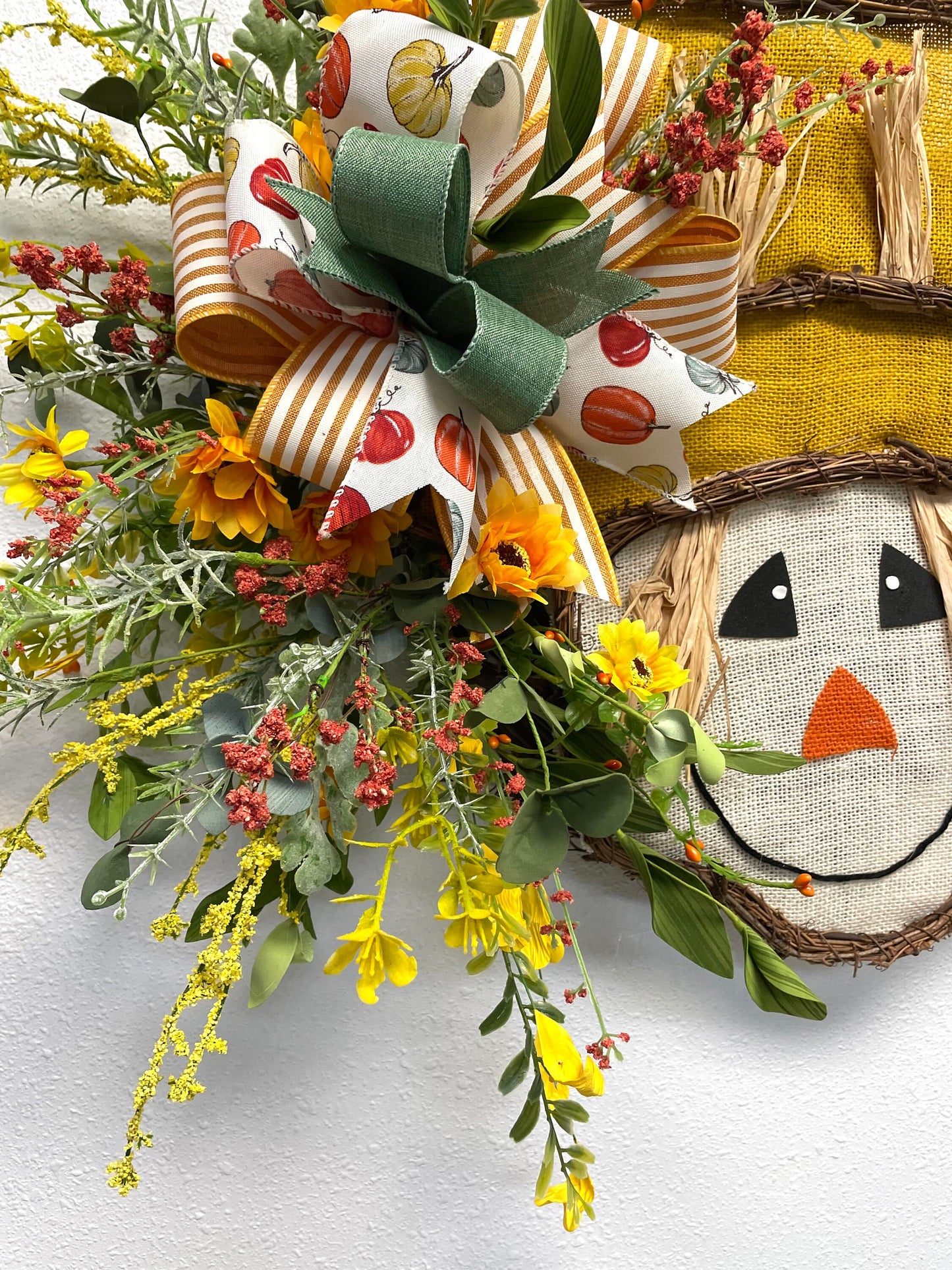 Fall wreath, scarecrow wreath, grapevine wreath, fall grapevine wreath, fall door hanger, scarecrow door hanger, shipping is included