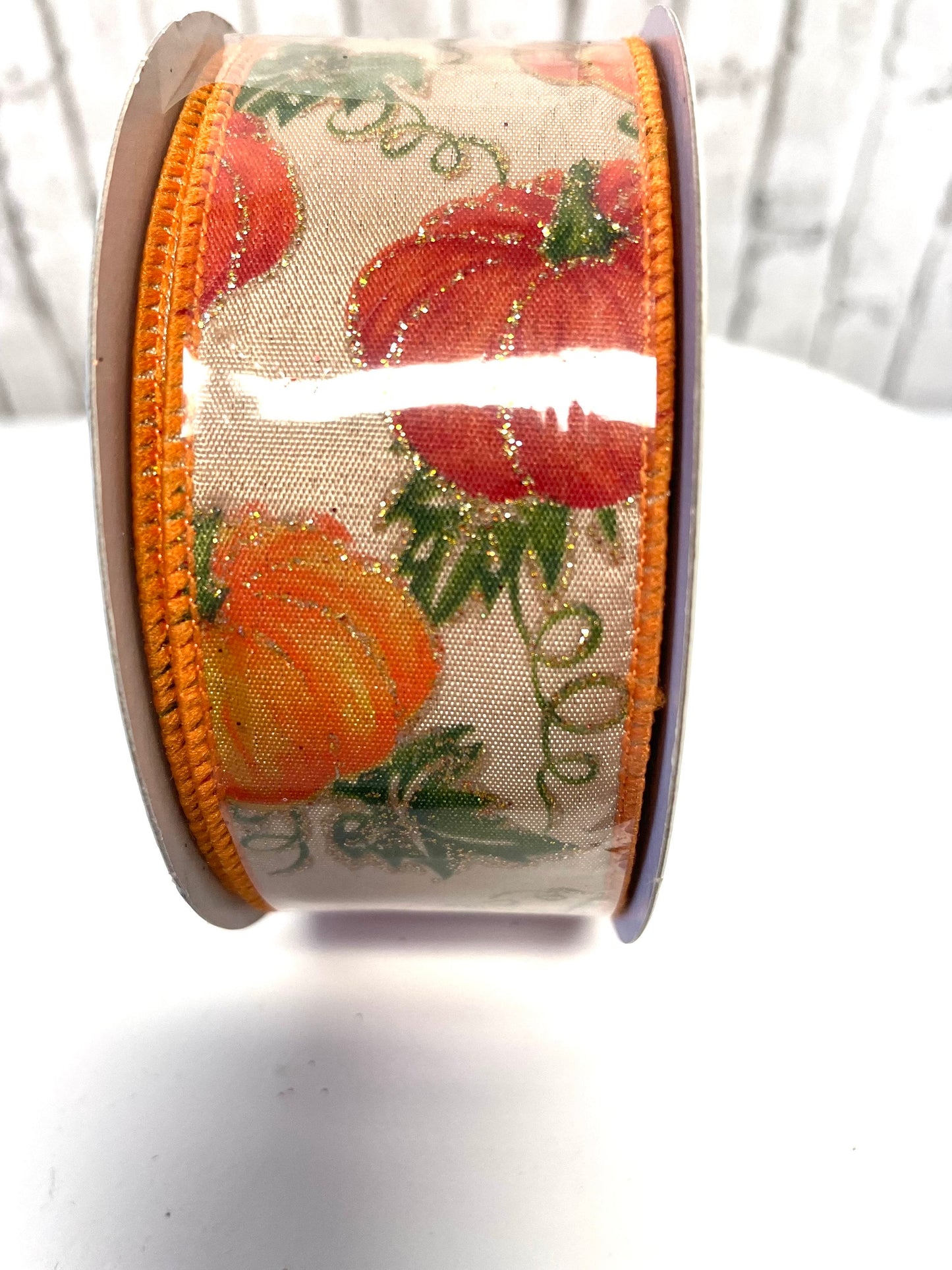 burlap orange glitter pumpkin ribbon, HA5000, fall pumpkin ribbon, fall ribbon