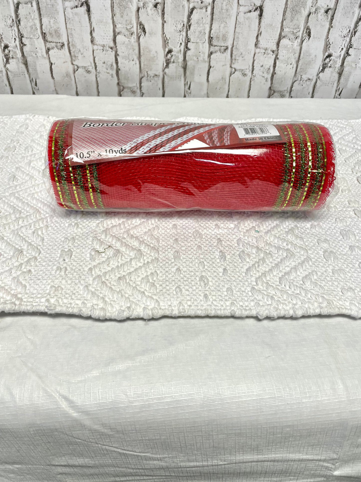 Christmas mesh, tinsel wide border mesh, red and lime green tencel border stripe mesh, RY850534, holiday mesh