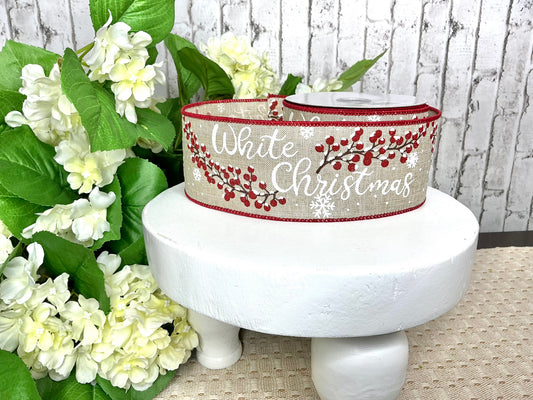 White Christmas Ribbon with red. RGF137667