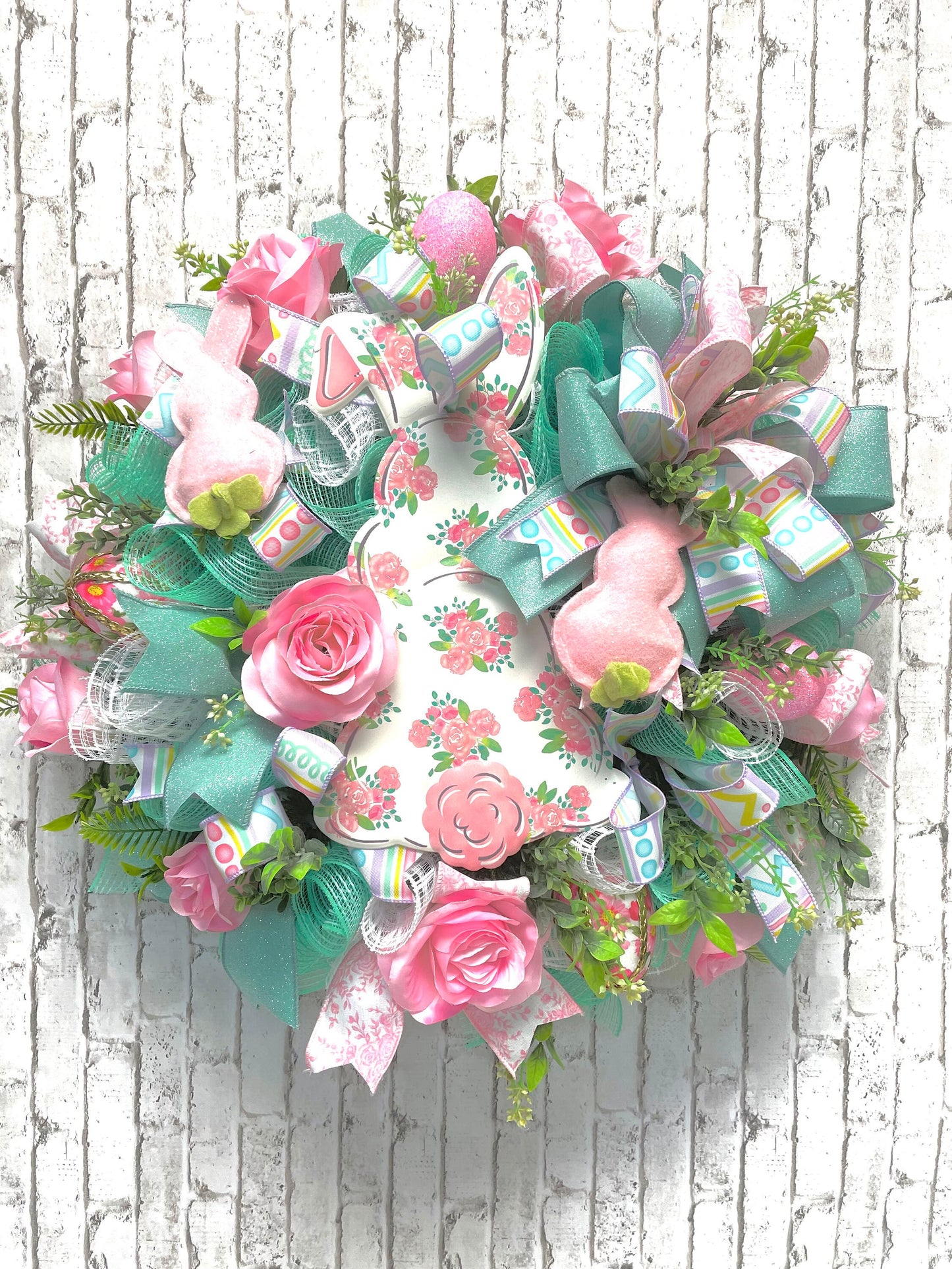 Easter wreath, Easter decor, Easter door hanger, bunny wreath,  bunny decor, bunny door hanger, housewarming gift, shipping included in pric