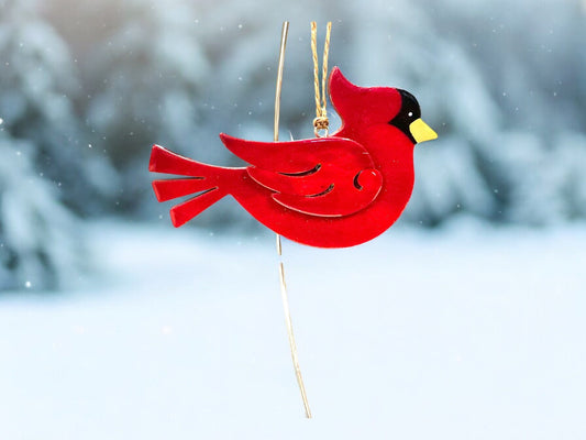 Wood cardinal ornament looks right, Christmas, wreath embellishments
