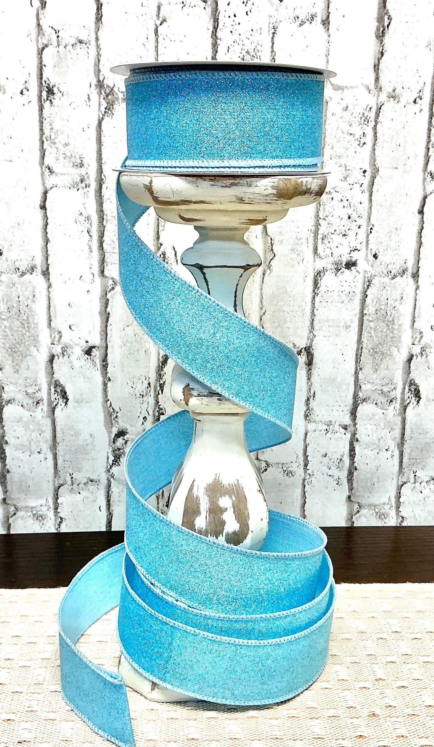 Pale Blue Shimmer Ribbon, Wired, 1.5” x 10YD, RGE1380H1