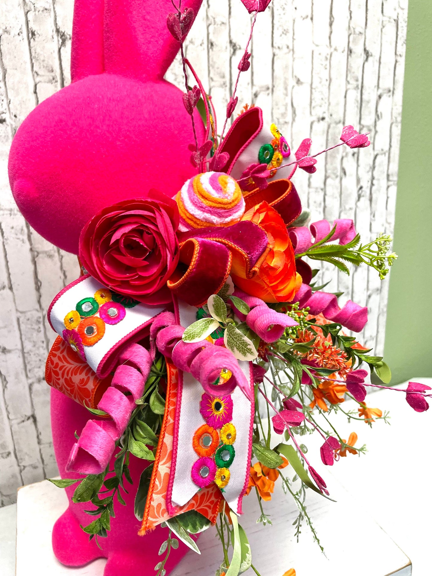 Easter bunny,X-Large jeweled bunny, hot pink jeweled bunny, Easter decor, Easter entry decor, hot pink glam bunny, free shipping.