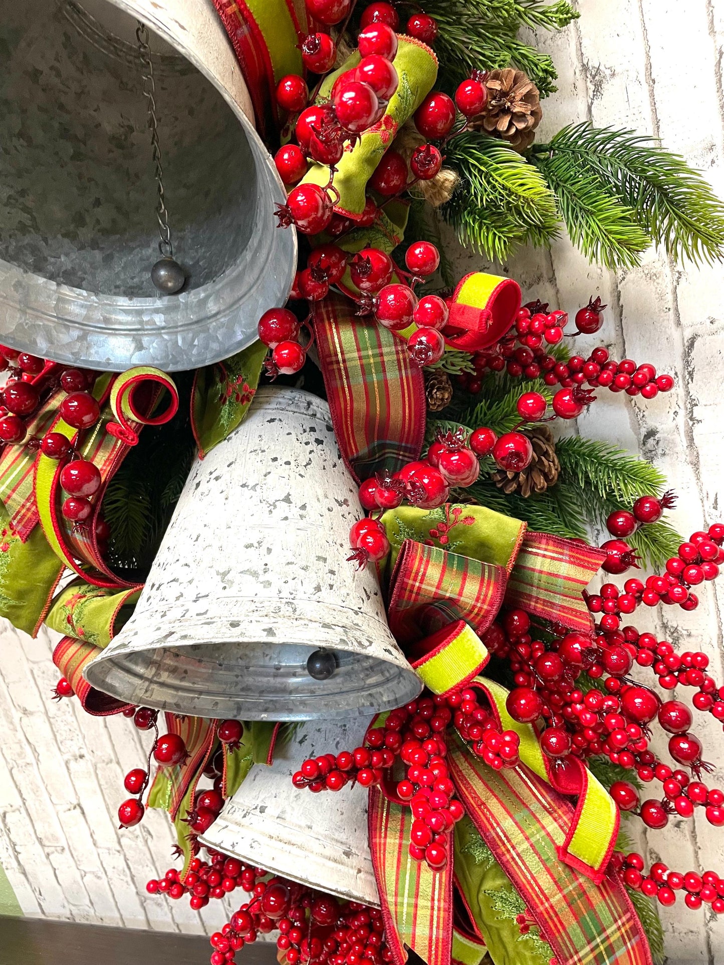 Big and incharge  XXL Christmas traditional country vintage bells and berries swag,  Christmas swag,  country swag, free shipping.
