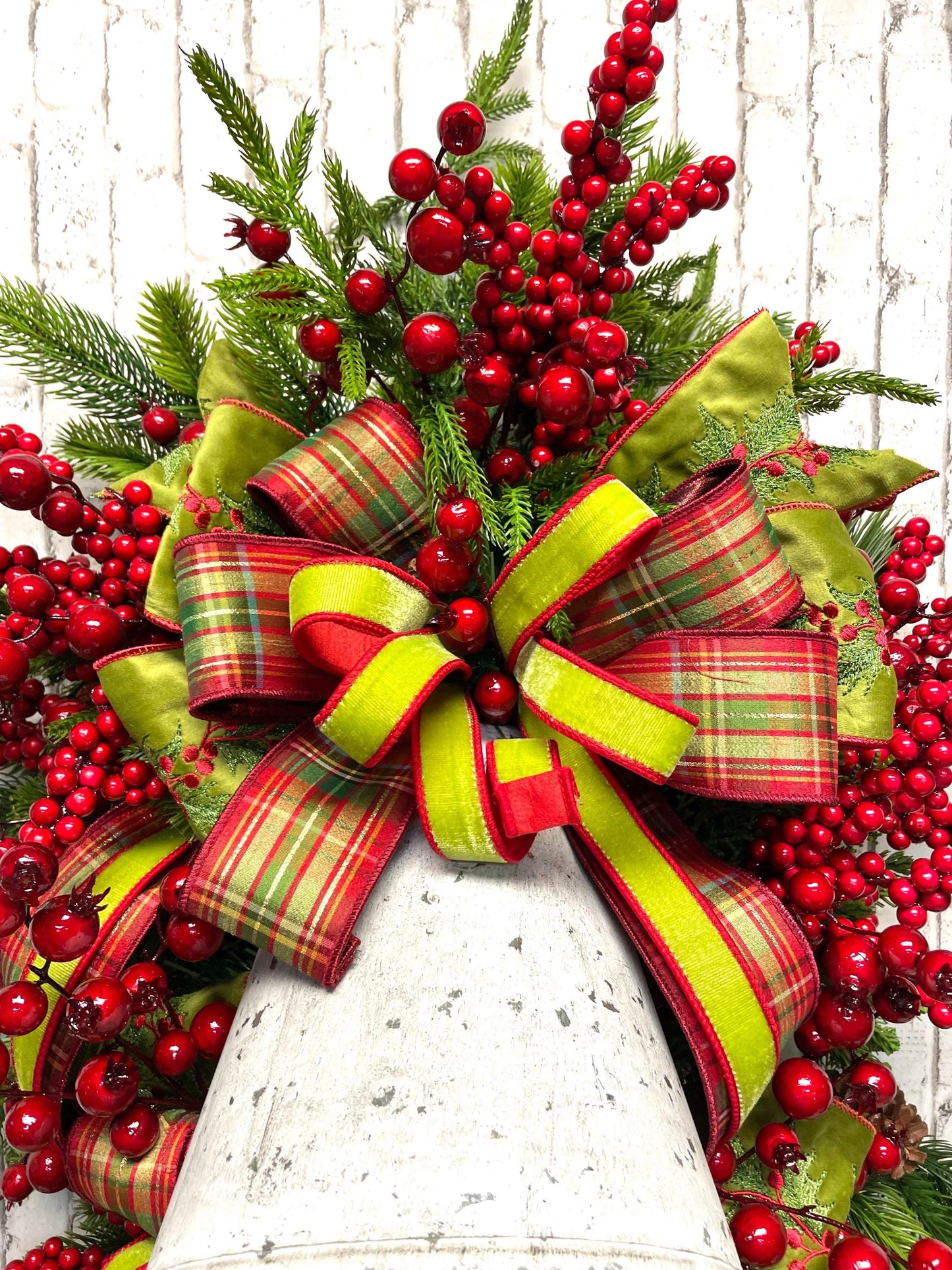 Big and incharge  XXL Christmas traditional country vintage bells and berries swag,  Christmas swag,  country swag, free shipping.