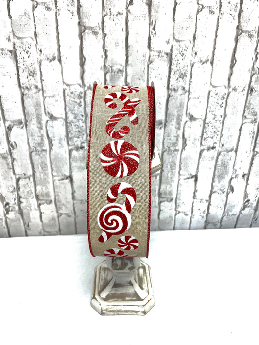 burlap with peppermint glitter candies, RGE147172