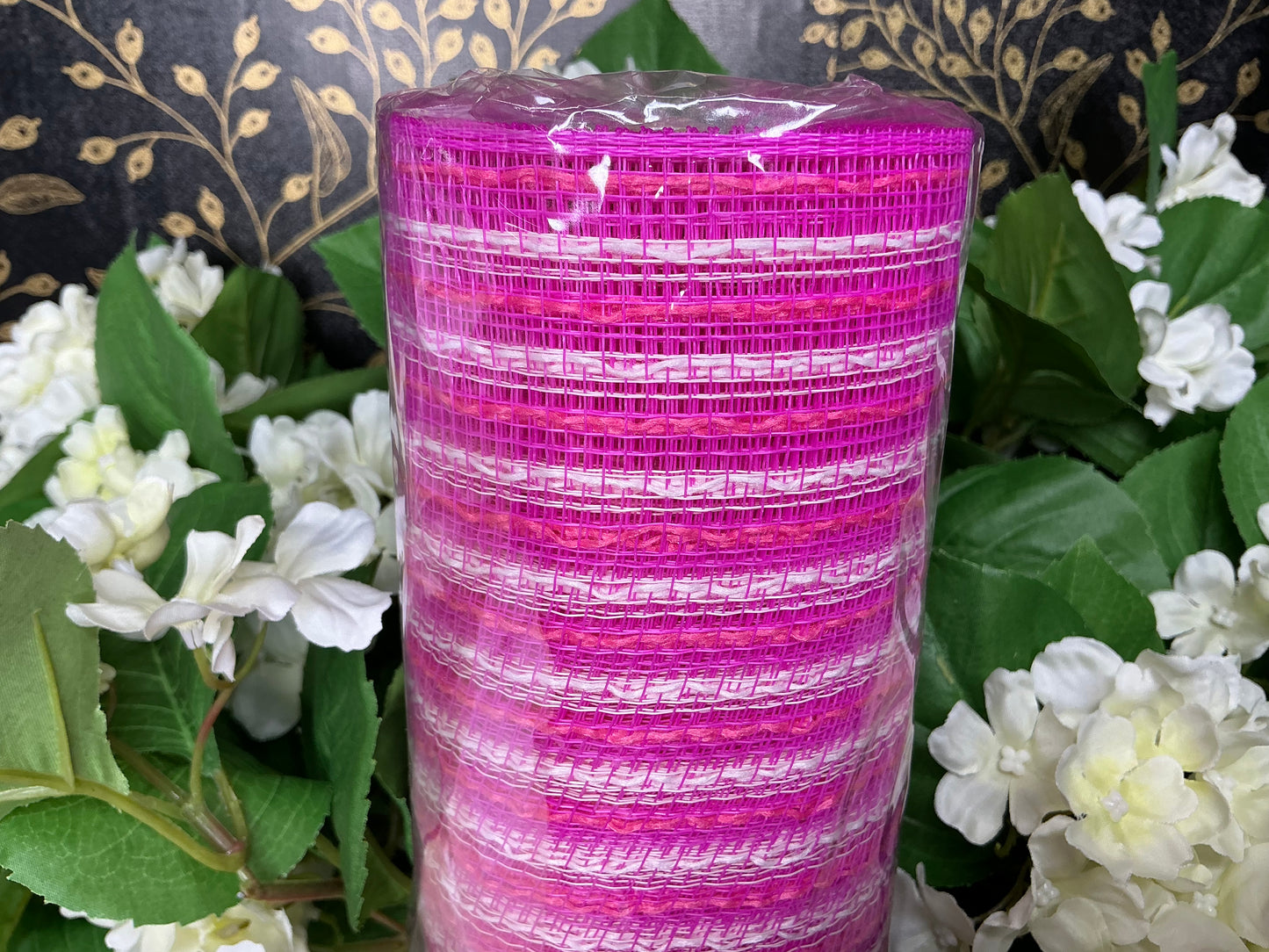 Hot pink mesh with white stripes, RY830256