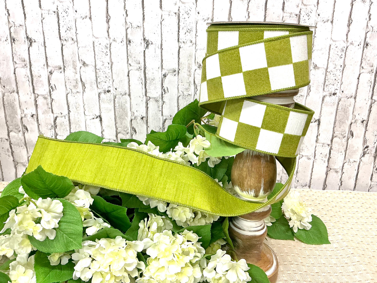 Maxi Checks, Lime, Farrisilk designer ribbon, SR006-61