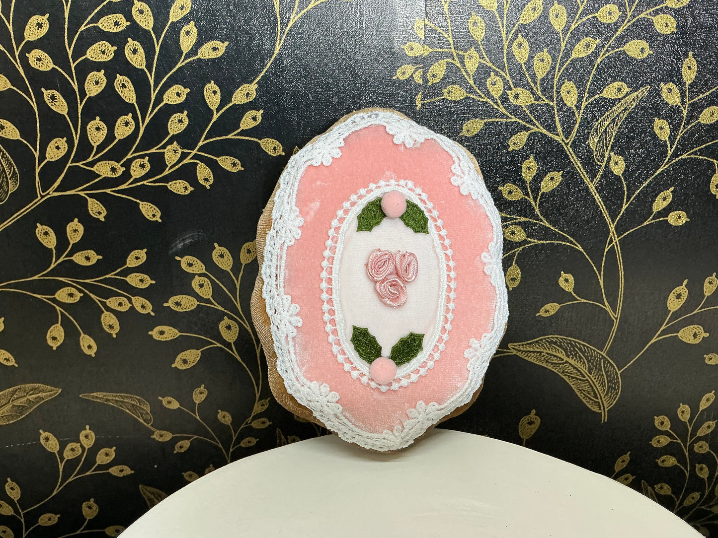 Pink cookie ornament, December ornament, 08-00221