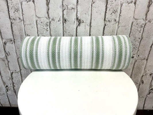 Sage Green and cream stripe Mesh, 10”x10YD, RY8344R8