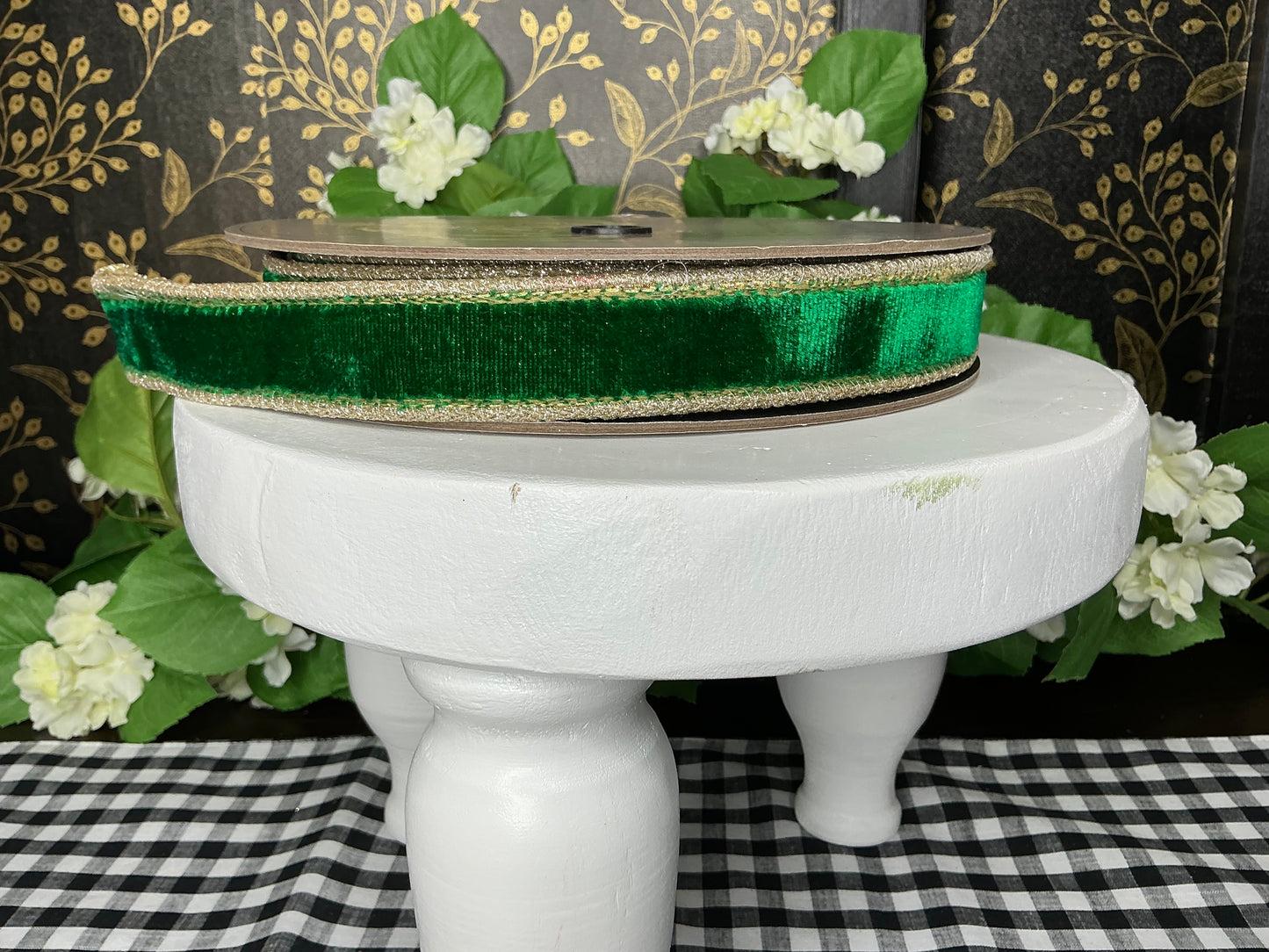 Emerald Green Velvet Ribbon, 1” - D Stevens