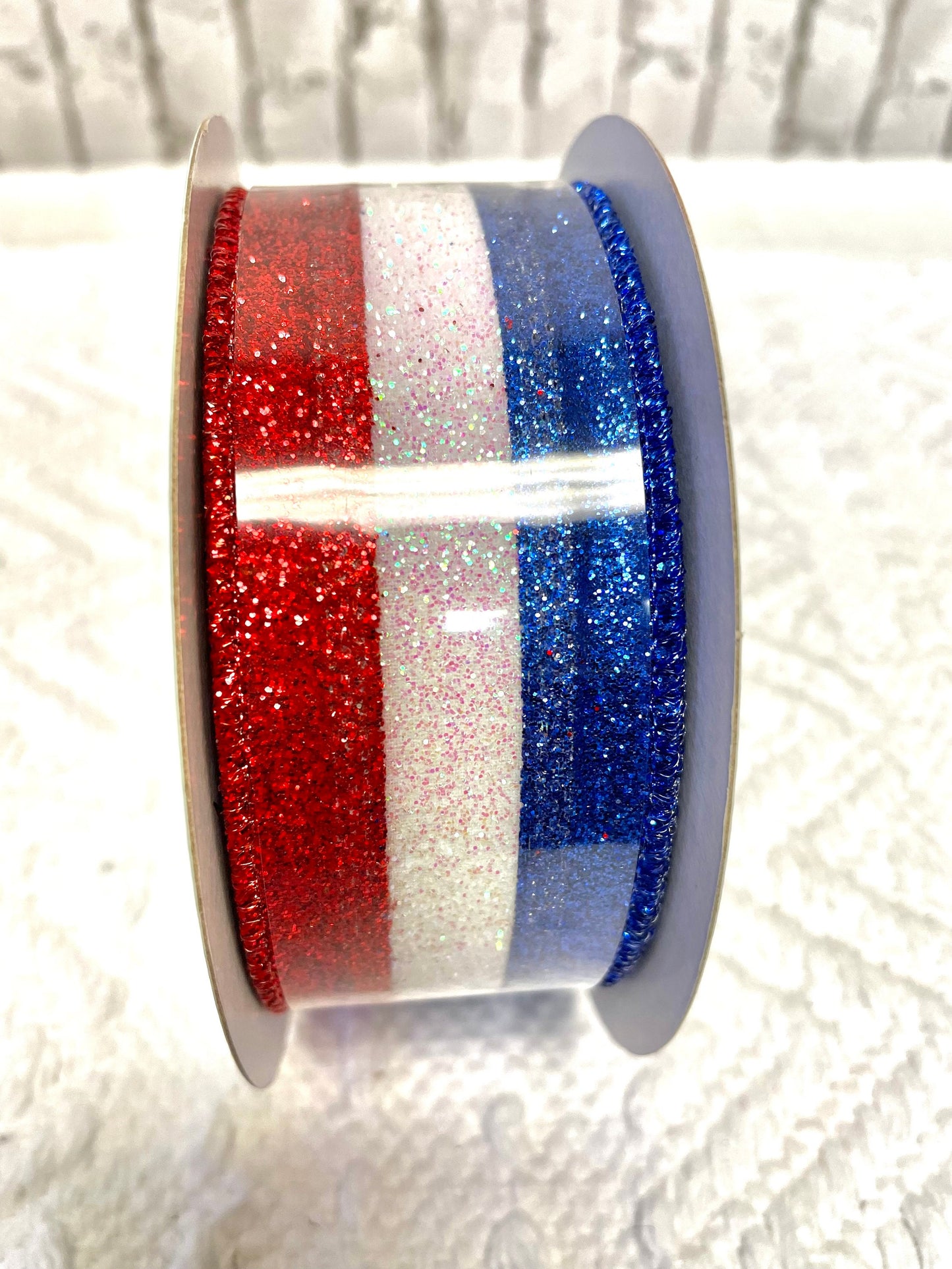 Patriotic ribbon, RM99177J, patriotic stripe ribbon, patriotic glitter ribbon, glitter ribbon, summer ribbon, spring ribbon