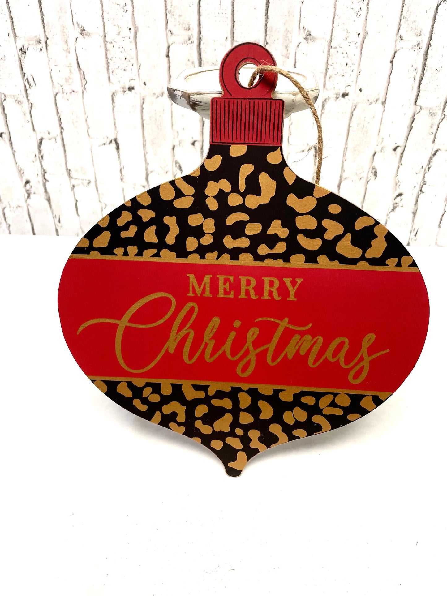 Merry Christmas leopard sign