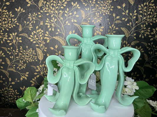 Green Bow Candlestick Holder Set - 4611370
