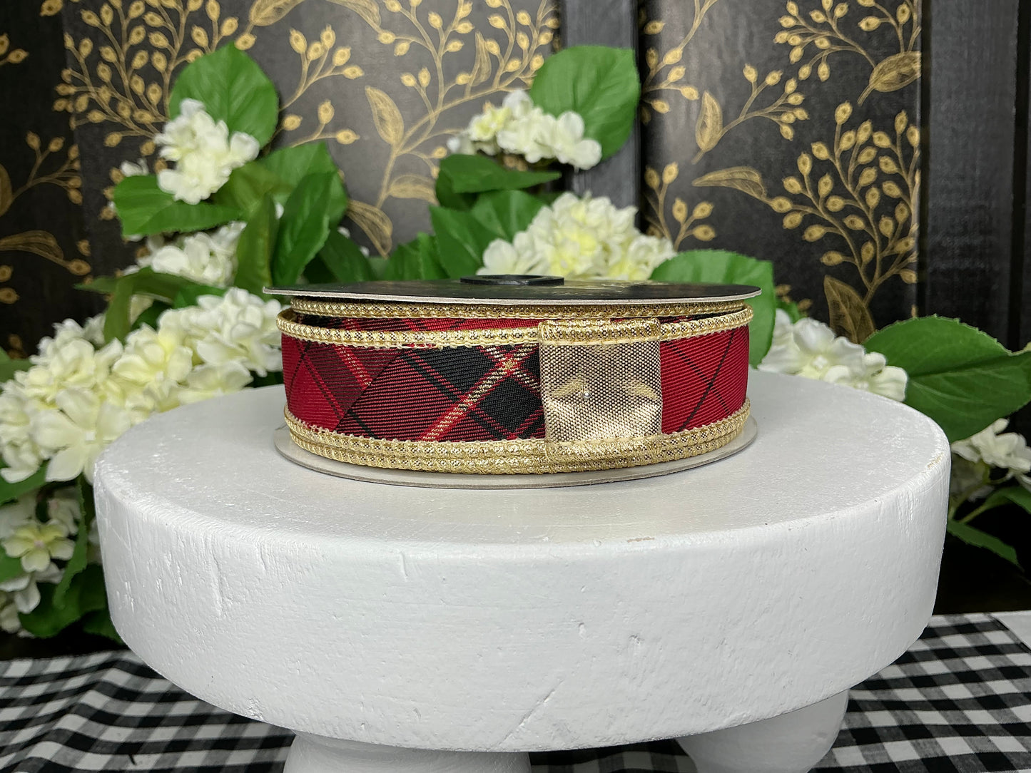 Burgundy Plaid Ribbon - John Mark - 1”