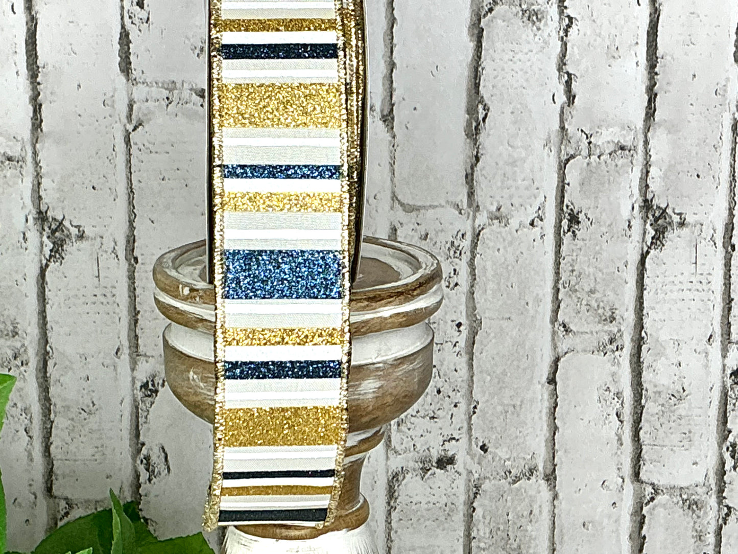 White/Gold/Blue stripe Ribbon, RGF1918C2