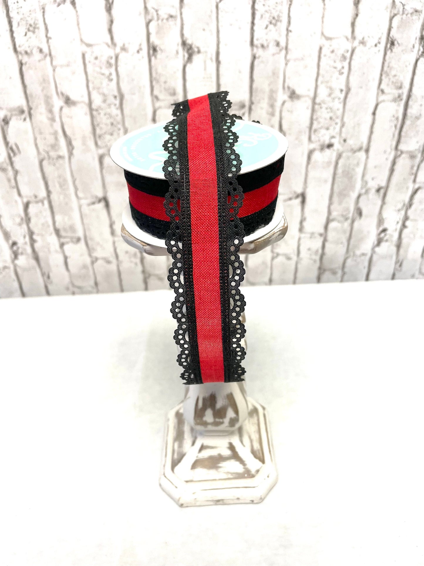 Spring ribbon, RGA1541A9, scalloped edge red and black ribbon, lady bug ribbon, summer ribbon, royal burlap ribbon, everyday red burlap