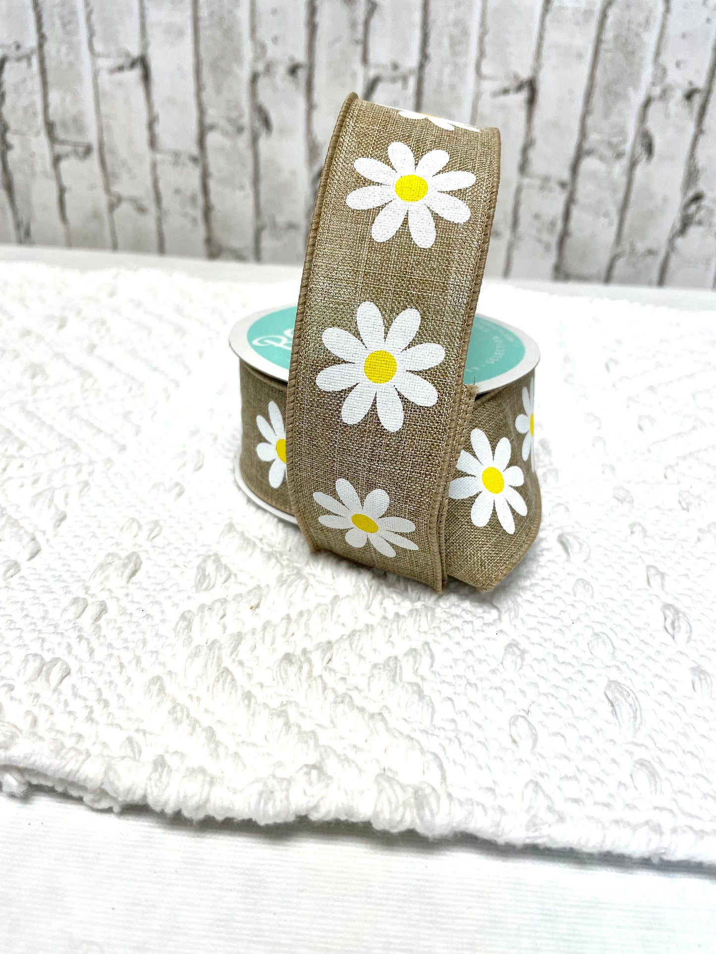 Burlap daisy ribbon, RGC13084Y