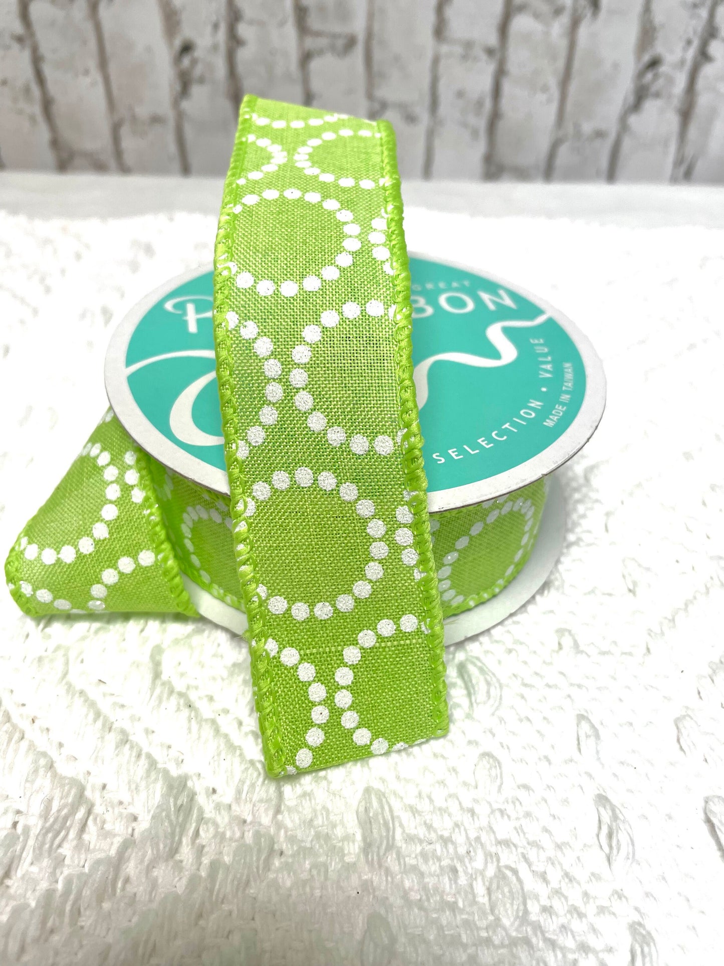 Green pearl beads ribbon, RGO130509