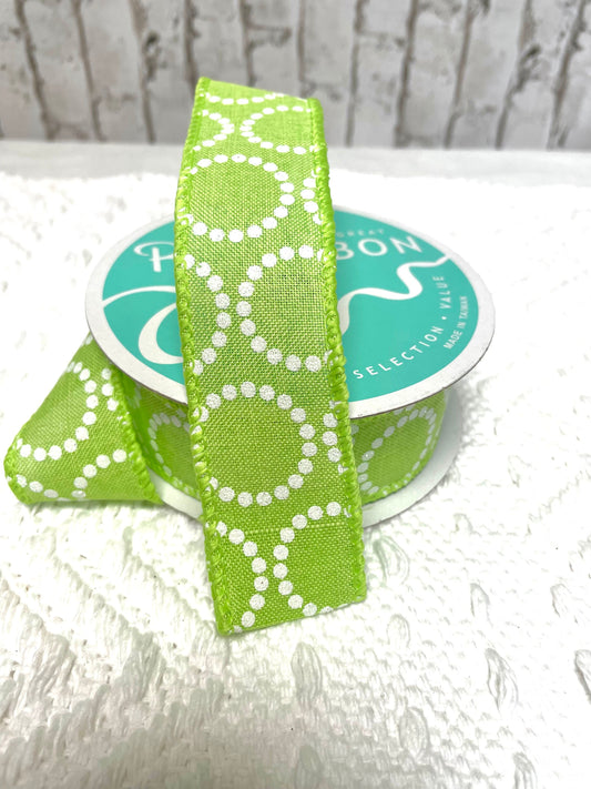 Green pearl beads ribbon, RGO130509