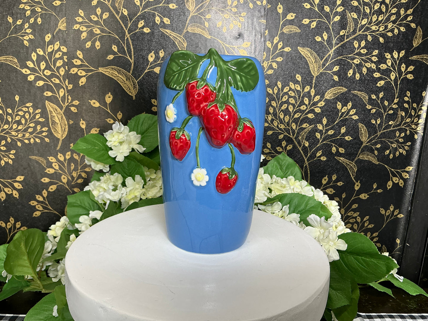 Blue Strawberry Vase - 8” - 4610200