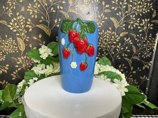 Blue Strawberry Vase - 8” - 4610200
