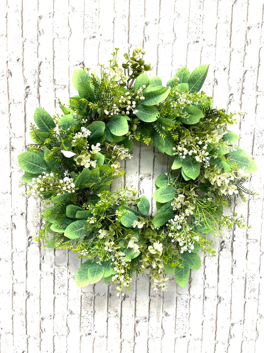 Everyday mixed greenery wreath, everyday wreath, greenery wreath, everyday decor, everyday door hanger, shipping included in price.