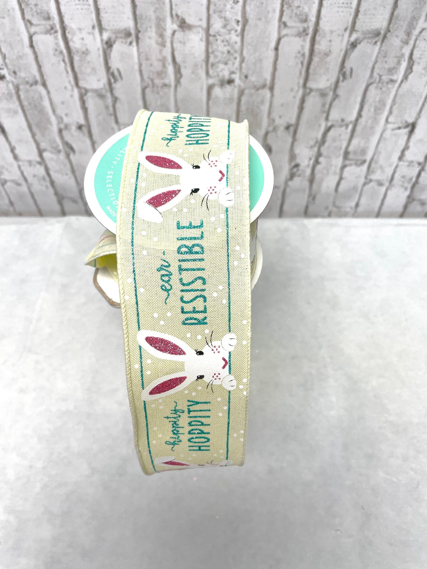 Easter ribbon, RGC11491T, yellow bunny ribbon, Easter bunny ribbon, spring ribbon, ear resistible ribbon