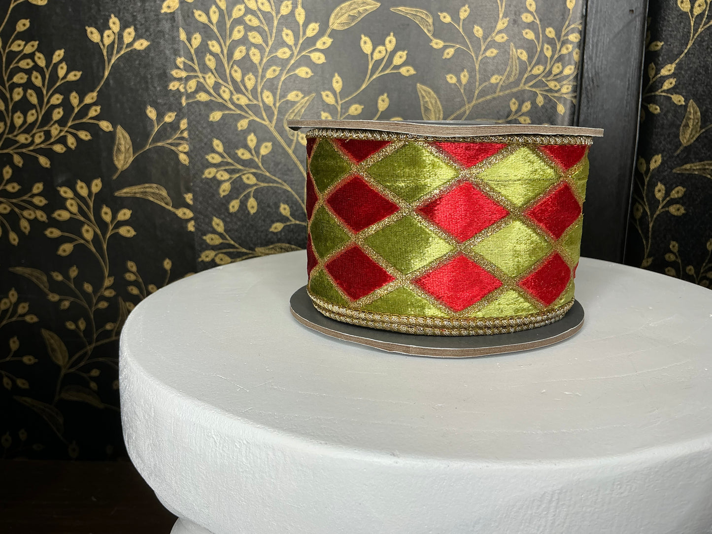 Red/Green Velvet Harlequin Ribbon - Reliant Ribbon