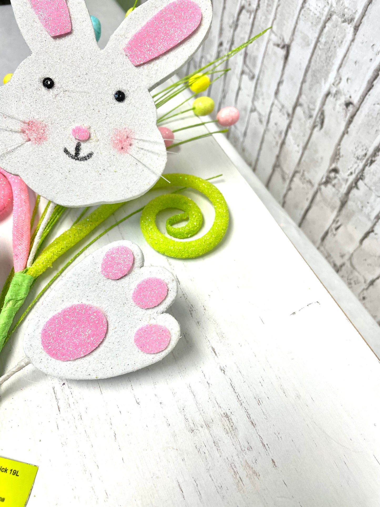 Bunny spray, Easter spray, 61904EAS, bunny curly pick, bunny pick, spring pick, Easter pick