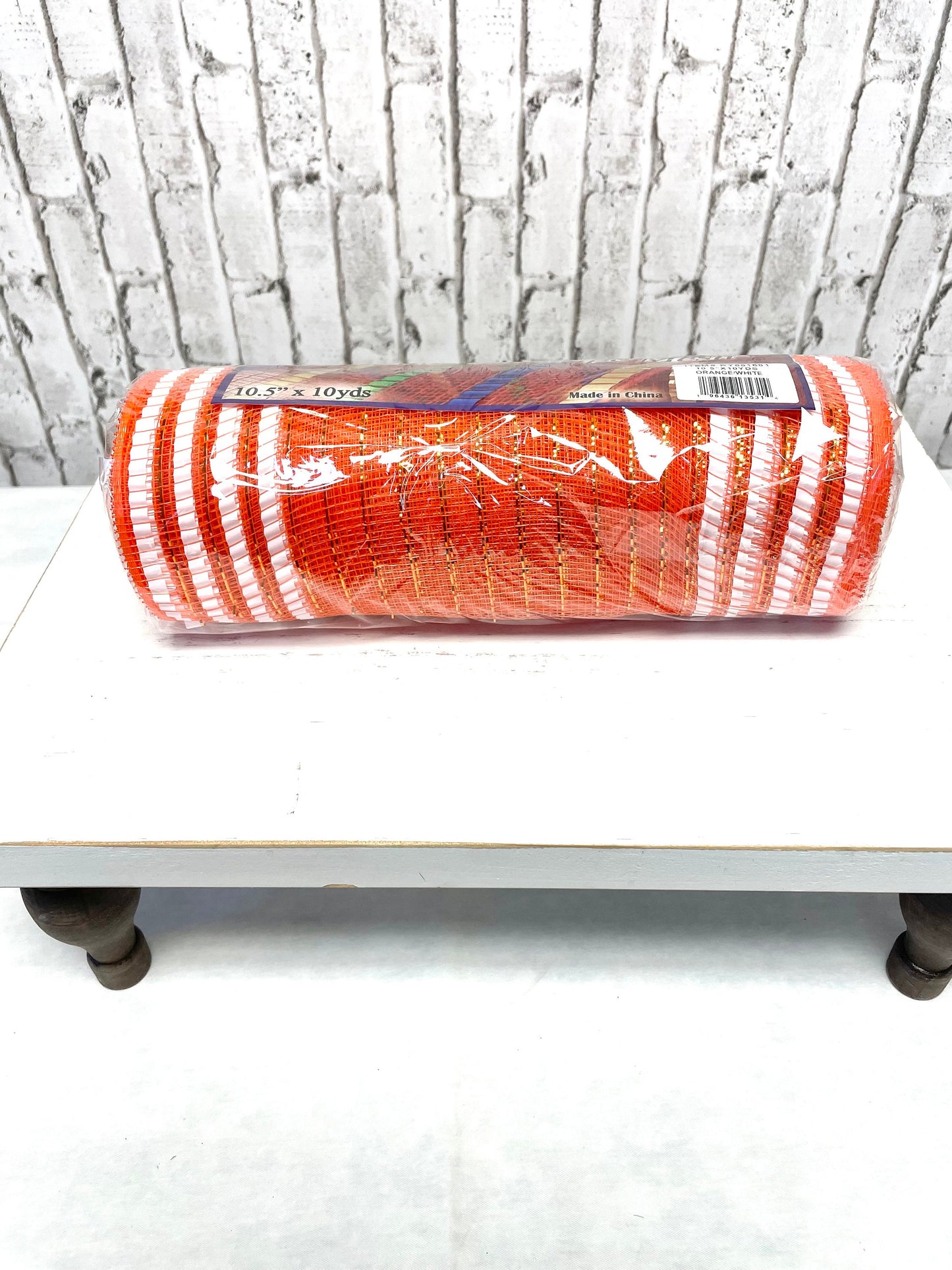 Orange metallic border mesh, RY851681, spring mesh, summer mesh, Halloween mesh, fall mesh, orange mesh