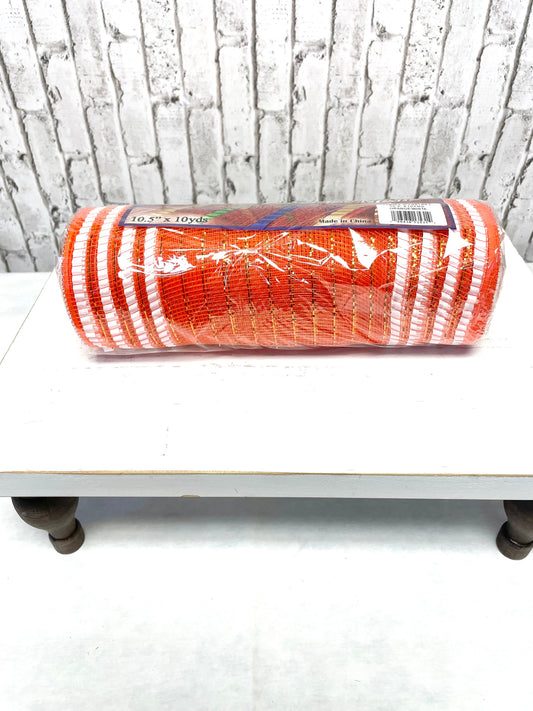 Orange metallic border mesh, RY851681, spring mesh, summer mesh, Halloween mesh, fall mesh, orange mesh