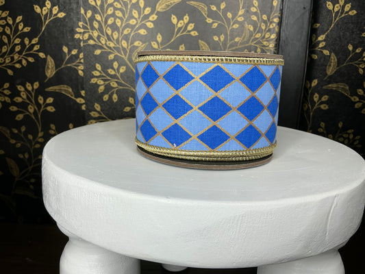 Blue Harlequin Ribbon, royal/french - Reliant Ribbon