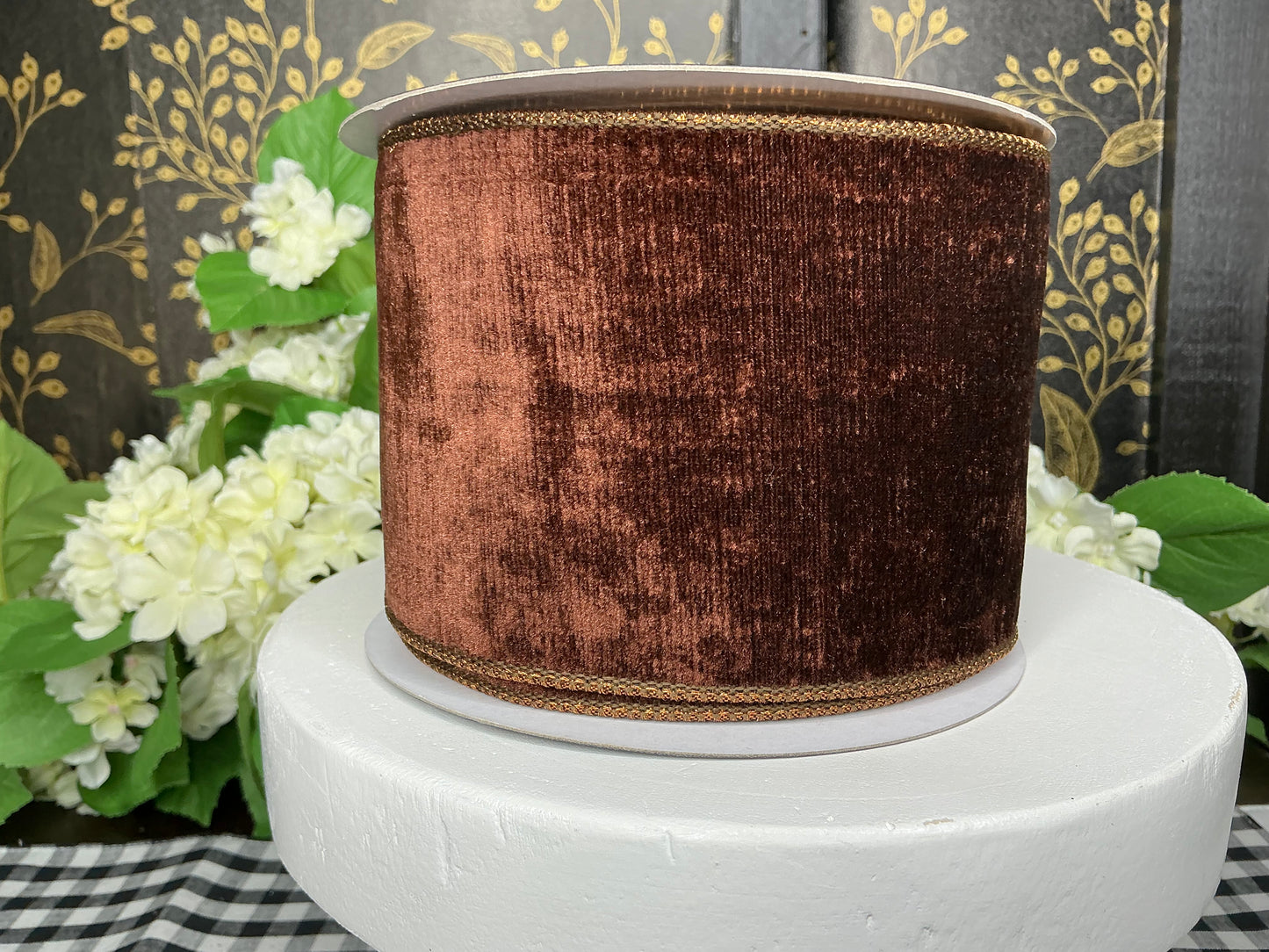 Dark Brown Velvet Ribbon - John Mark - 4”