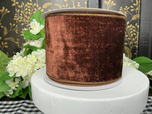 Dark Brown Velvet Ribbon - John Mark - 4”