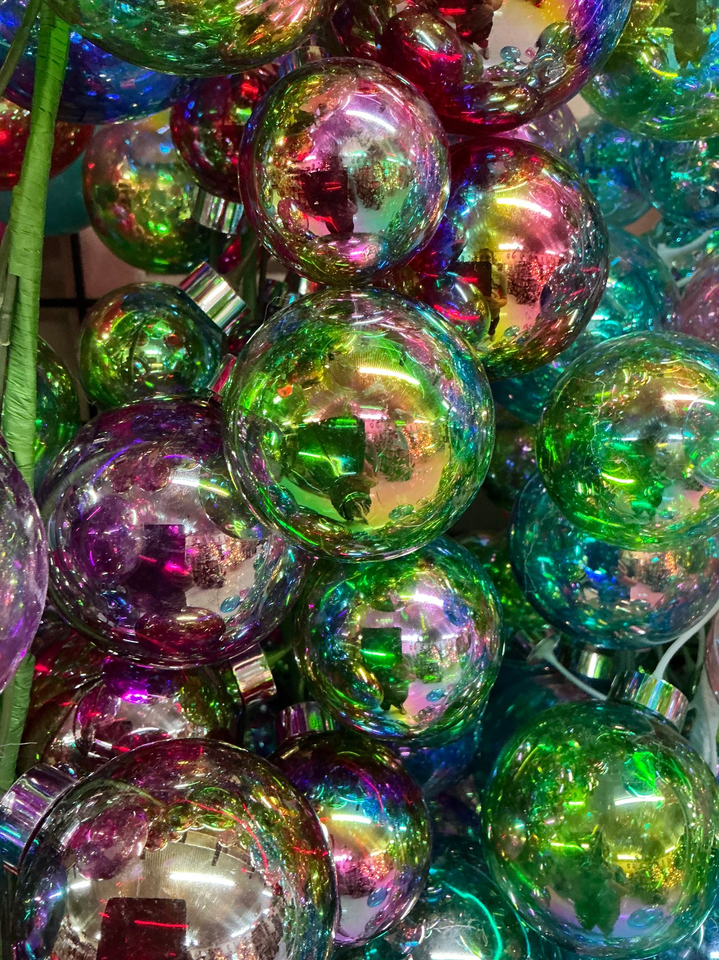 Jewel tone iridescent ball garland, G4533545