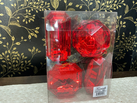 Red jewel/Gem Box set of 4, Farrisilk, CX958-02