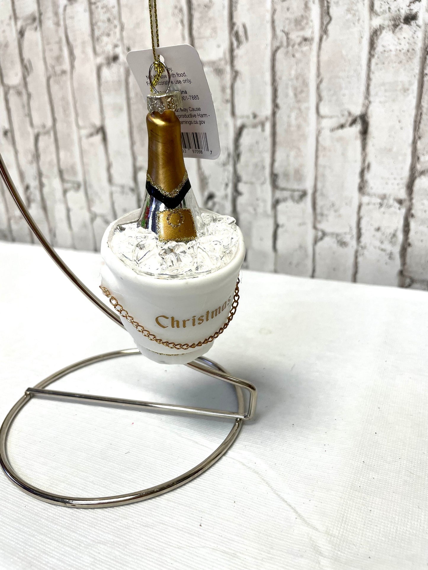 Christmas ornament, white champagne bucket Christmas ornament, 4224616