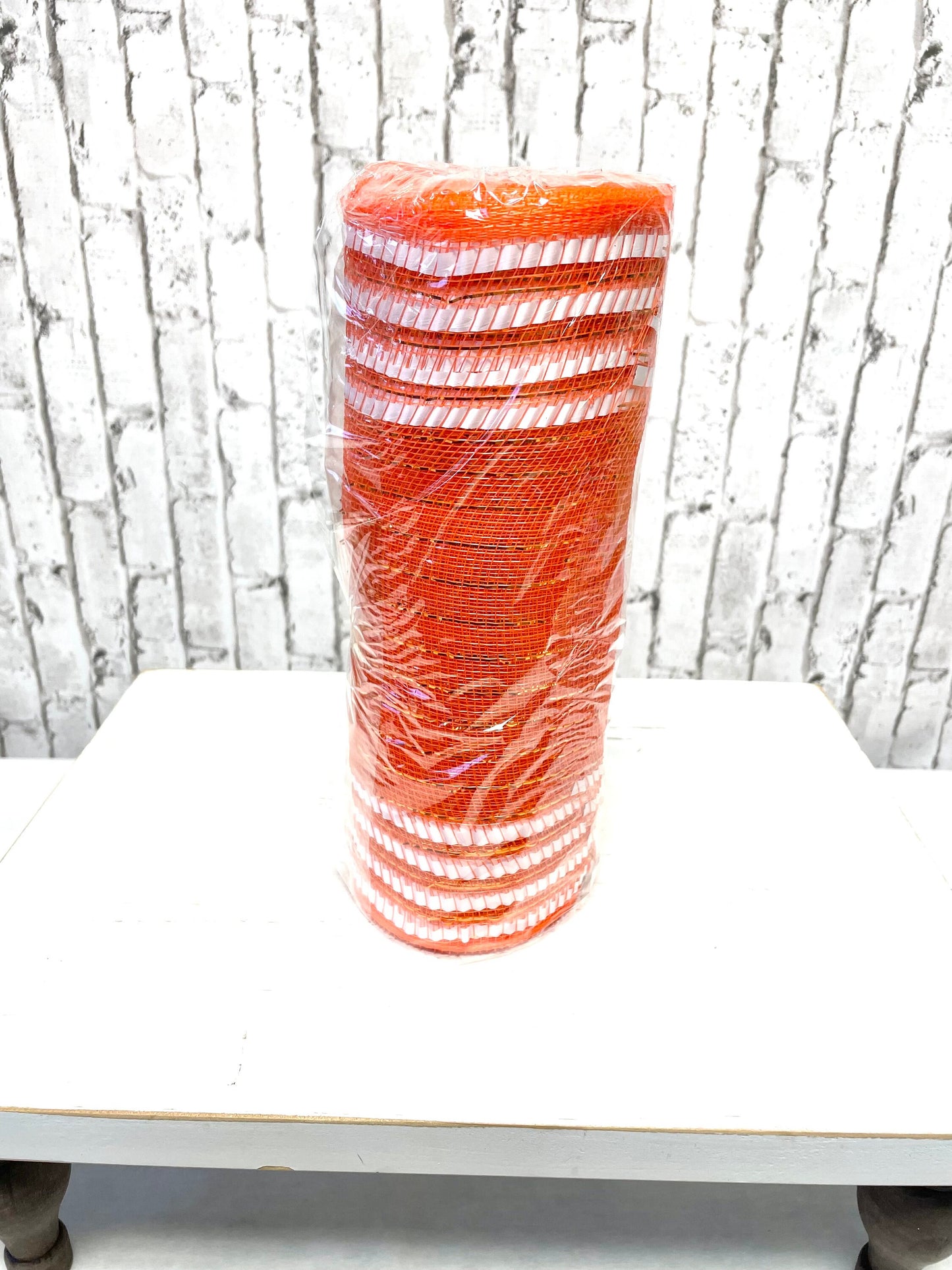 Orange metallic border mesh, RY851681, spring mesh, summer mesh, Halloween mesh, fall mesh, orange mesh