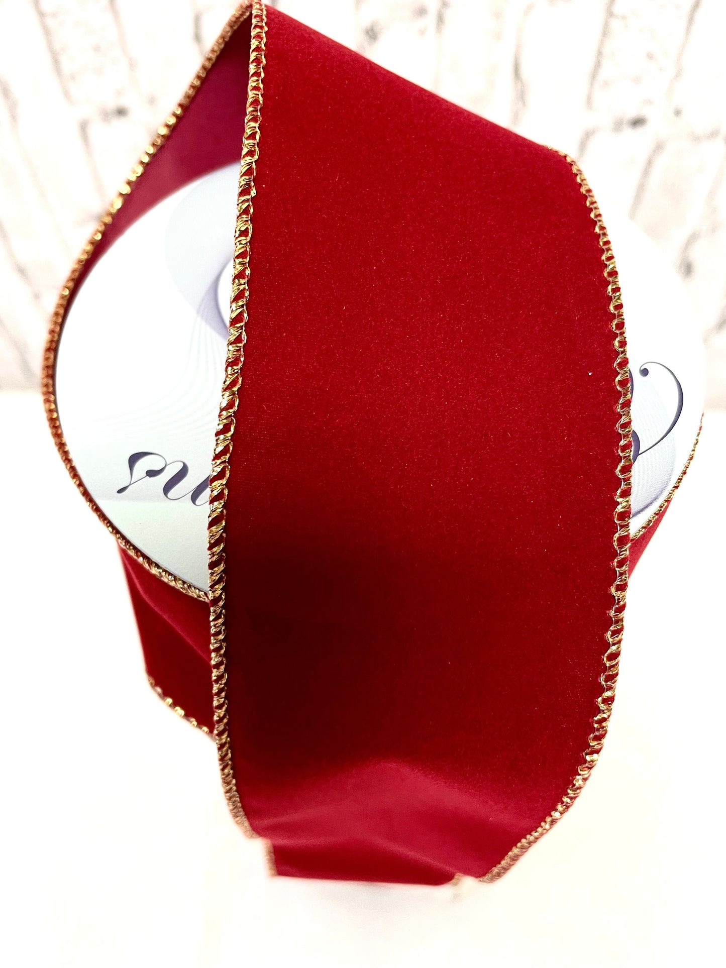 2.5 burgundy gold trim velvet ribbon, burgundy velvet ribbon, velvet ribbon, RL1946Y6