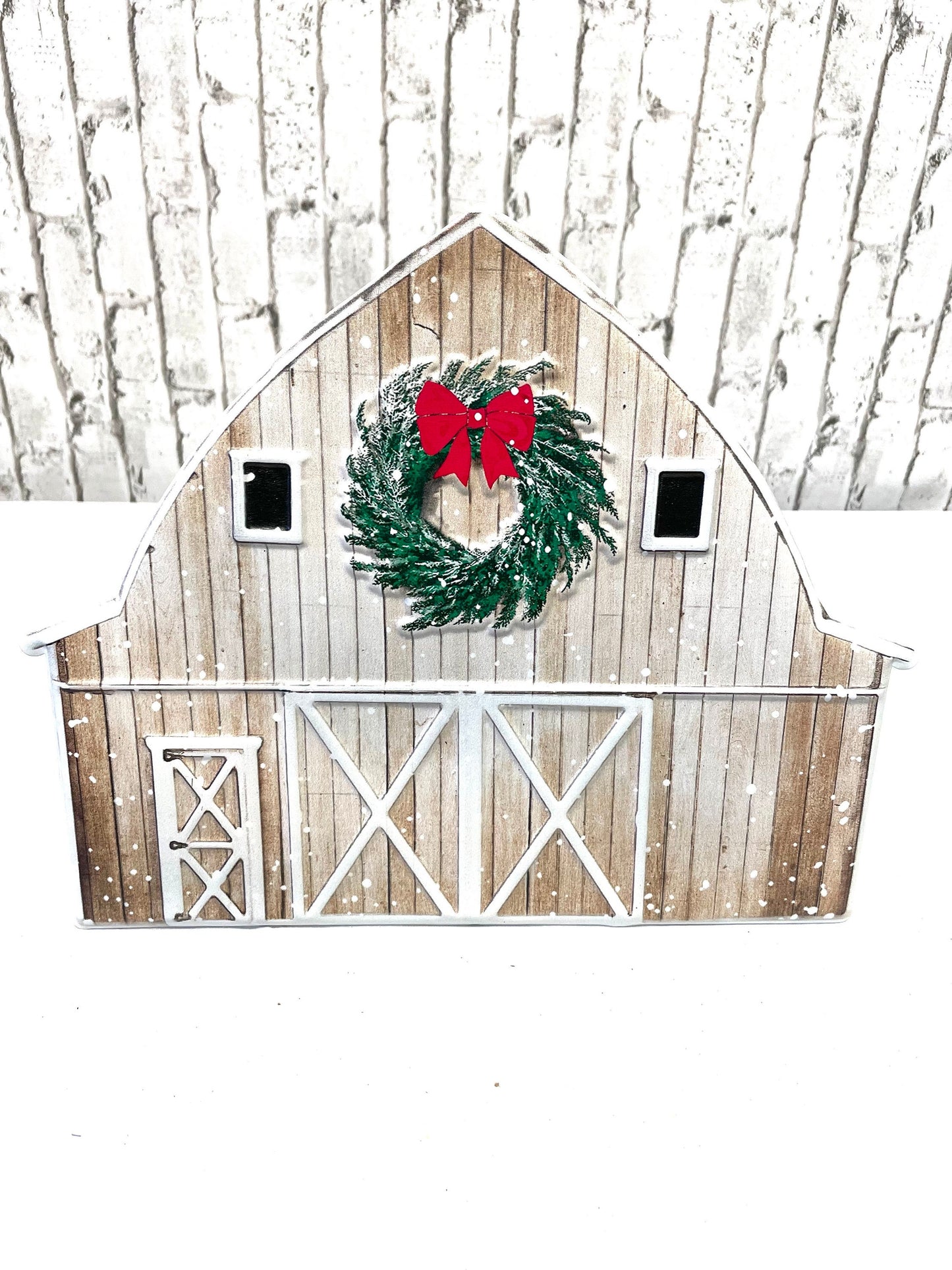 barn Christmas sign, MD0730, barn wreath sign, Christmas barn wreath sign