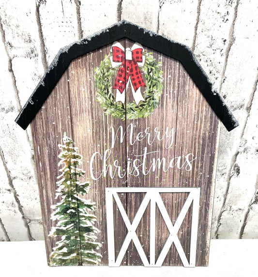 Christmas sign, barn Christmas sign,  HH12261, Christmas barn wreath sign, Christmas wreath sign, farmhouse Christmas barn sign
